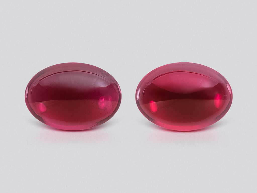 Pair of rhodolite garnets cabochon cut 5.76 carats, Madagascar Image №1