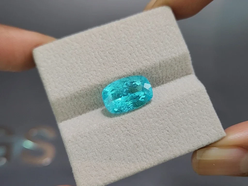 Investment-grade neon-blue Paraiba tourmaline, cushion cut, 5.26 carats, Brazil, GRS, GIA Image №7