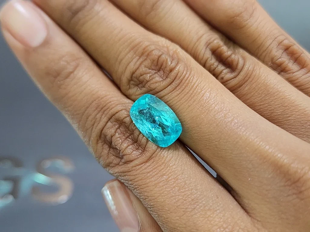 Investment-grade neon-blue Paraiba tourmaline, cushion cut, 5.26 carats, Brazil, GRS, GIA Image №3