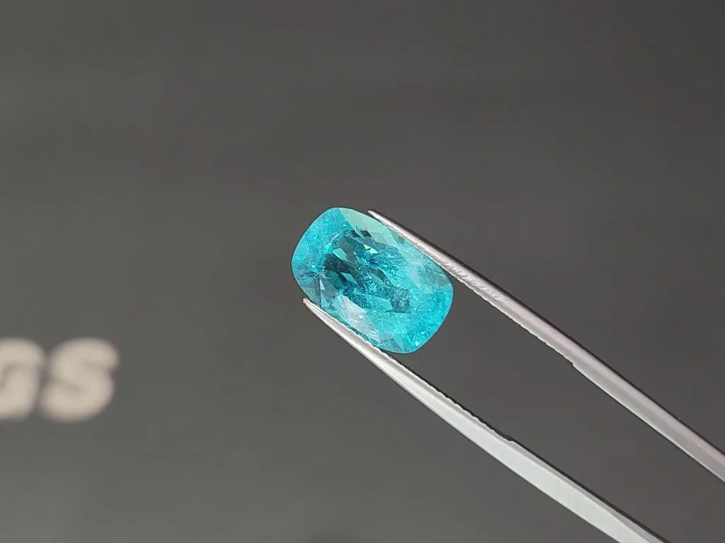 Investment-grade neon-blue Paraiba tourmaline, cushion cut, 5.26 carats, Brazil, GRS, GIA Image №4