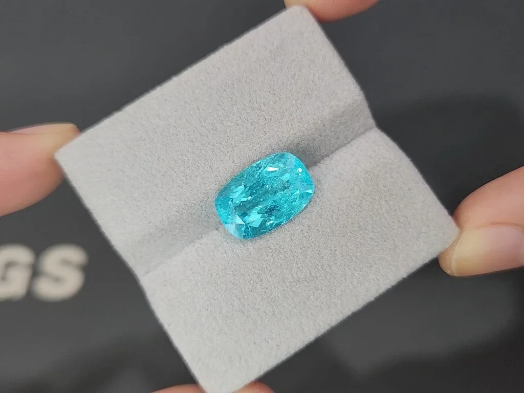 Investment-grade neon-blue Paraiba tourmaline, cushion cut, 5.26 carats, Brazil, GRS, GIA Image №6