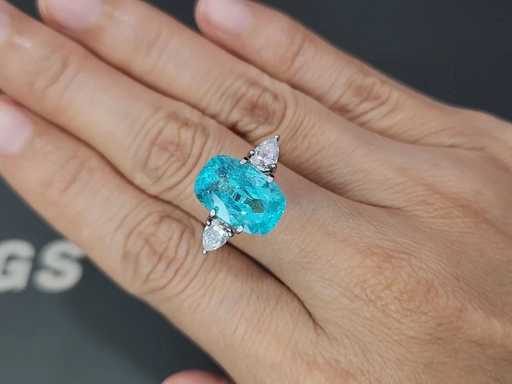 Investment-grade neon-blue Paraiba tourmaline, cushion cut, 5.26 carats, Brazil, GRS, GIA Image №8
