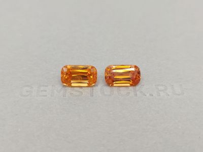 Pair of vibrant cushion cut Fanta-coloured spessartines 8.03 ct, Nigeria photo