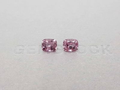 Pair of purple-pink cushion cut spinels 3.80 ct, Burma photo