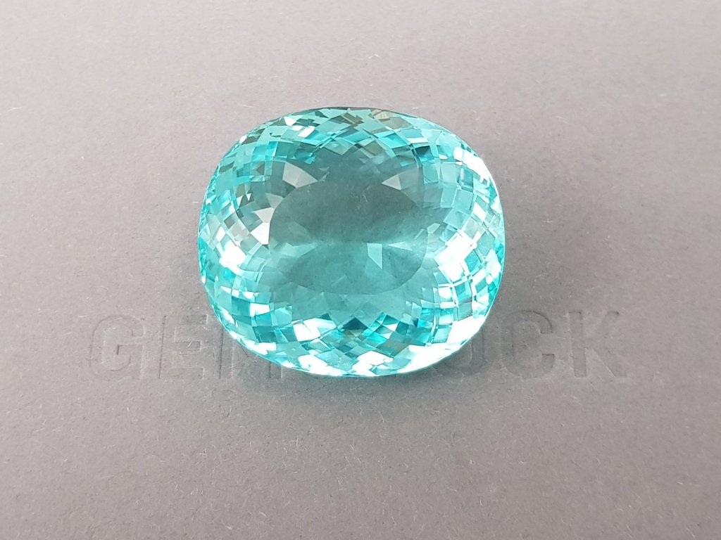 Large neon blue tourmaline Paraiba in cushion cut 75.14 ct, Mozambique Image №2