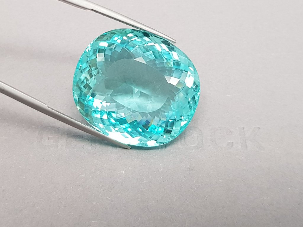 Large neon blue tourmaline Paraiba in cushion cut 75.14 ct, Mozambique Image №5