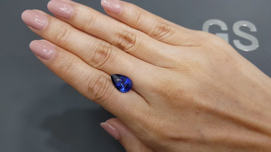 Royal Blue pear cut sapphire 5.31 carats, Sri Lanka Image №2