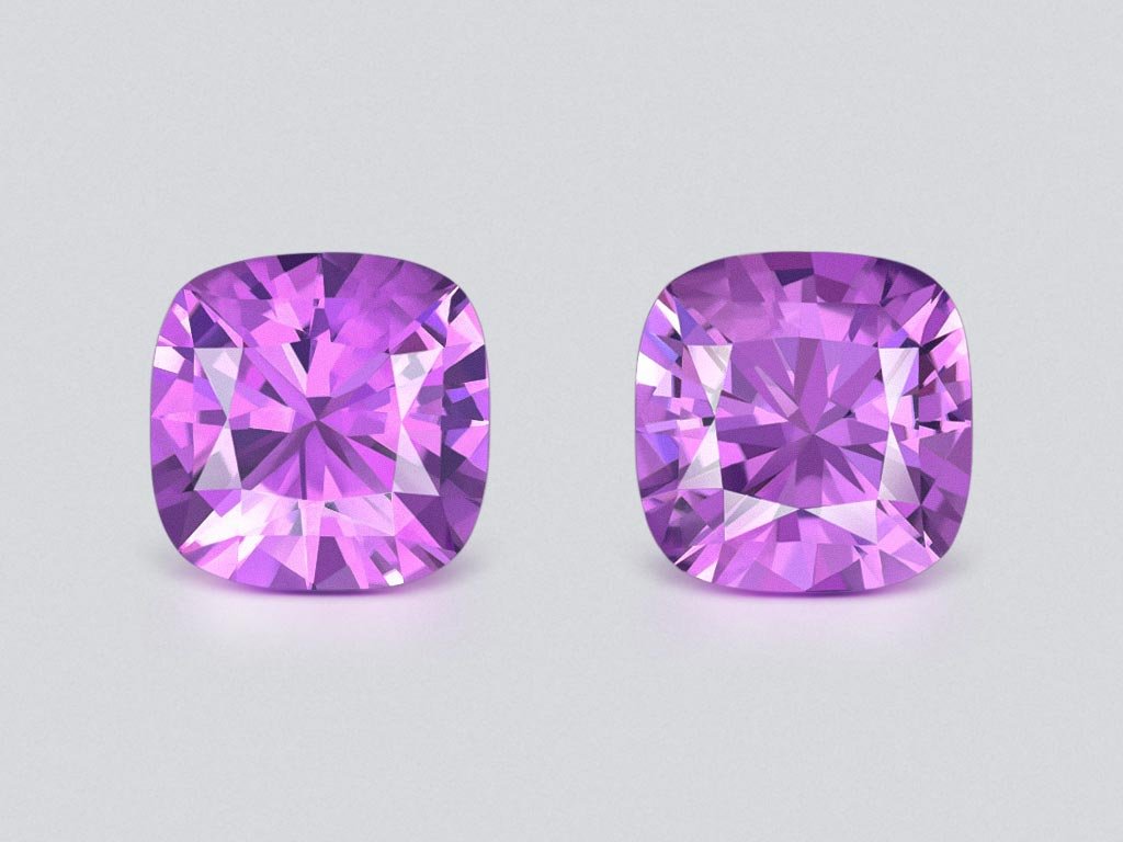  Pair of cushion cut amethysts 6.07 carats, Brazil  Image №1