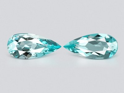 Pair of blue-green Paraiba Tourmalines in pear cut 0.85 carats, Mozambique  photo
