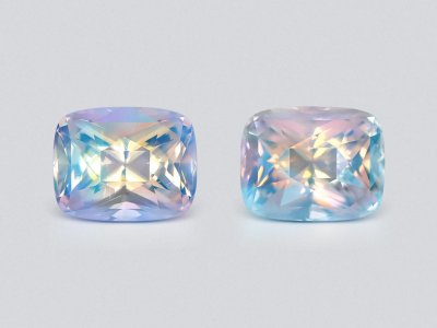 Pair of rainbow moonstones in faceted cushion cut 8.00 carats, Madagascar photo