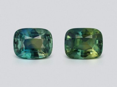 Pair of unheated cushion-cut Teal sapphires 2.05 carats, Madagascar photo