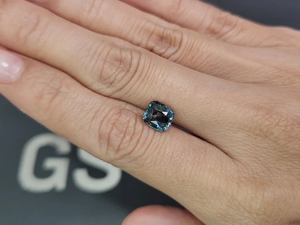 Unheated Teal sapphire cushion cut 2.53 carats, Sri Lanka Image №2