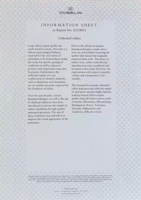 Certificate Unheated ruby Crimson Red oval cut 2.06 carats, Mozambique. Gubelin