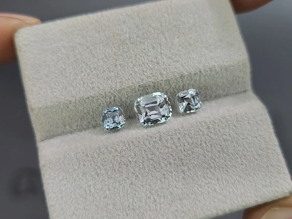 Set of aquamarines cushion cut 1.62 carats, Madagascar Image №4