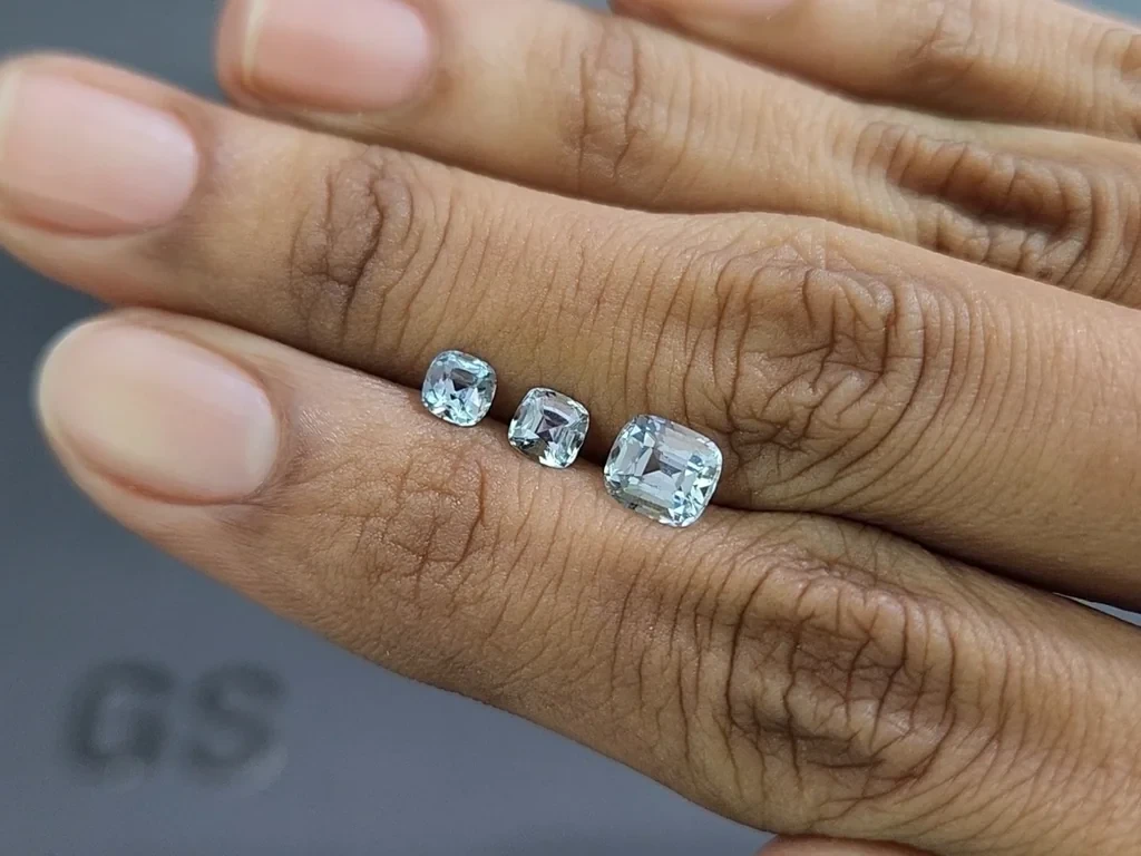 Set of aquamarines cushion cut 1.62 carats, Madagascar Image №1