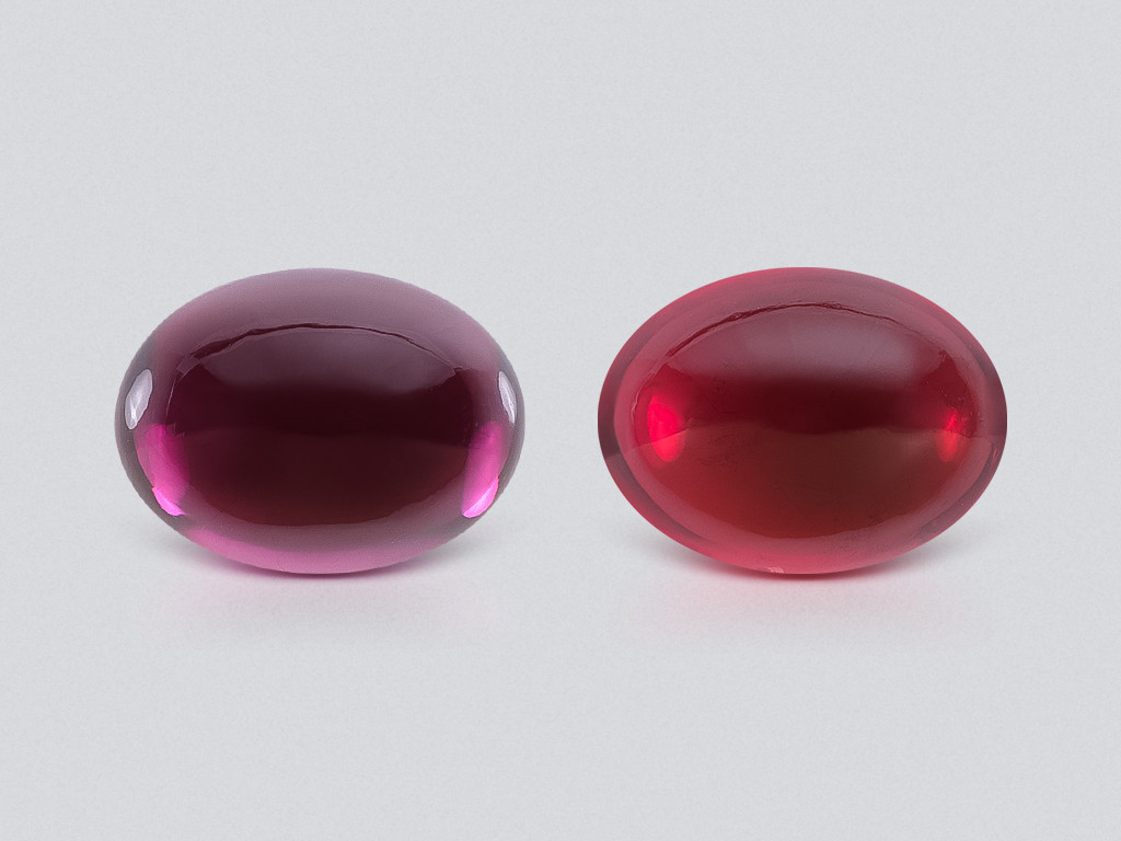 Pair of rhodolite garnets cabochon cut 11.56 carats, Madagascar Image №1
