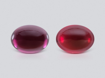 Pair of rhodolite garnets cabochon cut 11.56 carats, Madagascar photo