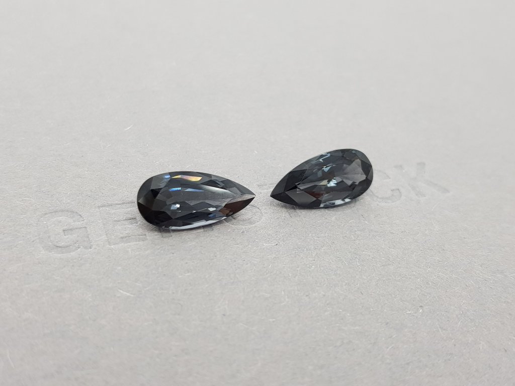 Pair of Burmese steel grey spinels 5.49 ct Image №2