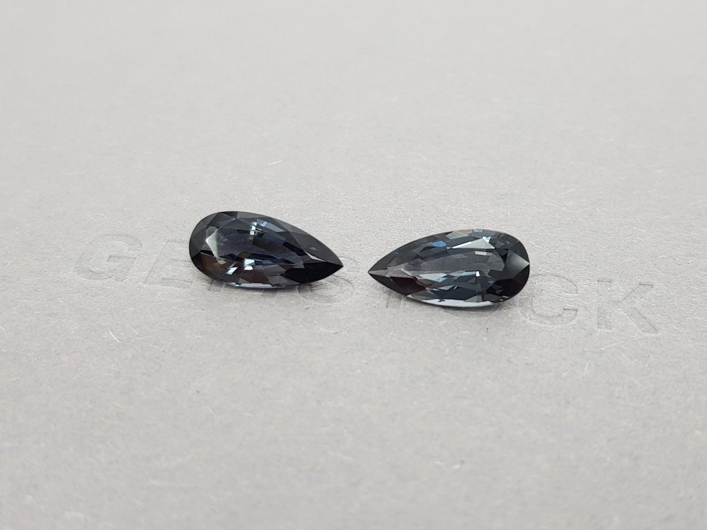 Pair of Burmese steel grey spinels 5.49 ct Image №3
