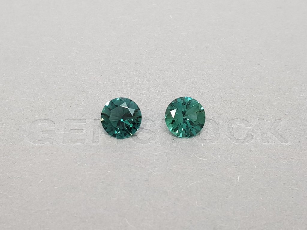 Pair of round cut indicolite tourmalines 3.12 ct Image №2