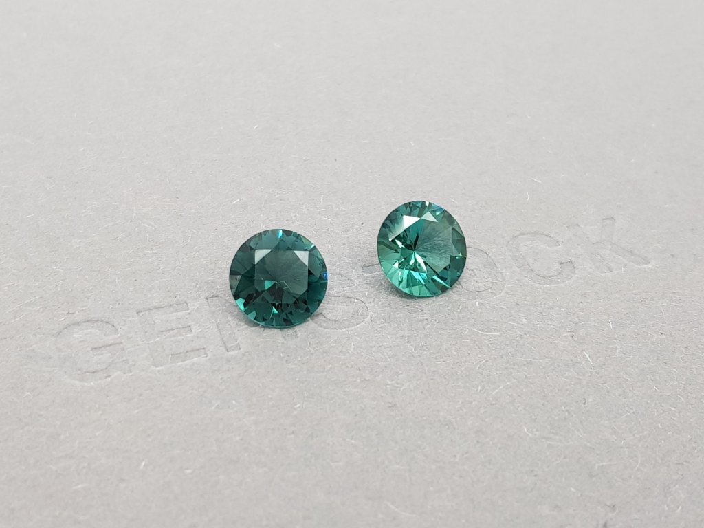 Pair of round cut indicolite tourmalines 3.12 ct Image №3
