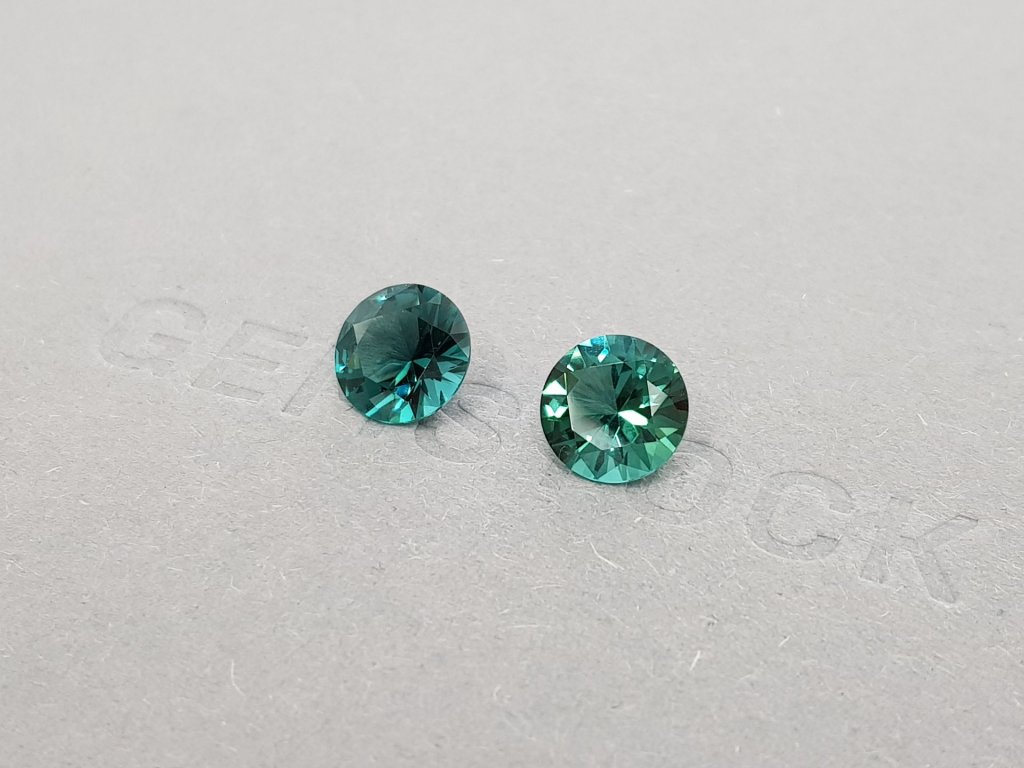 Pair of round cut indicolite tourmalines 3.12 ct Image №4