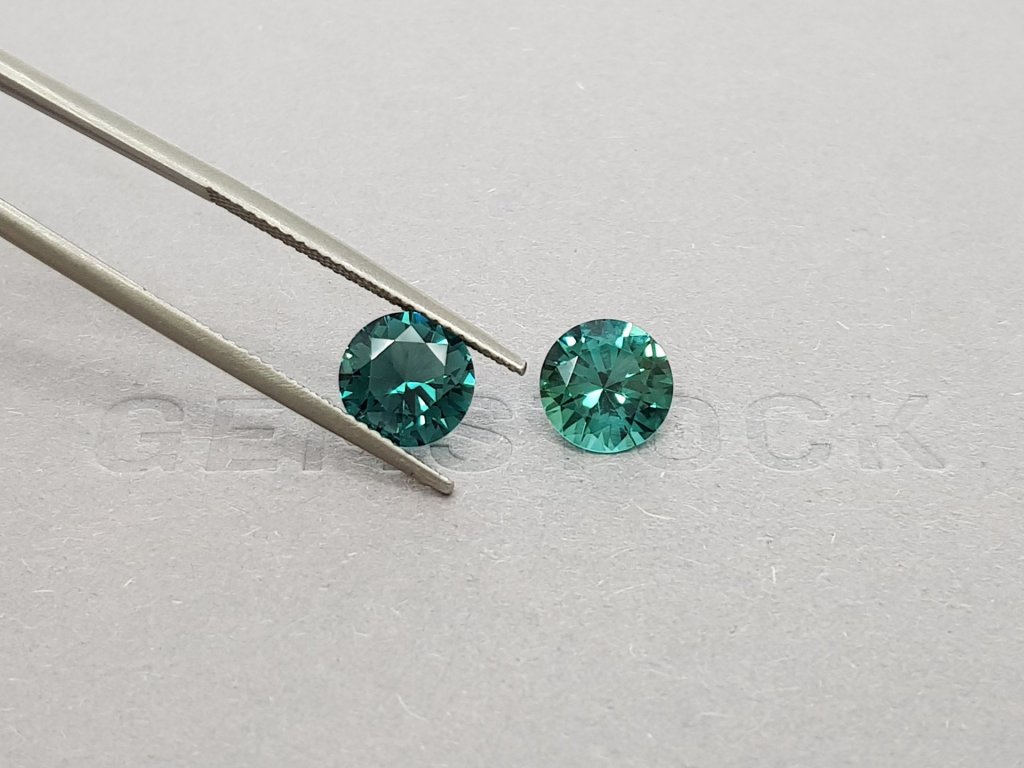 Pair of round cut indicolite tourmalines 3.12 ct Image №5