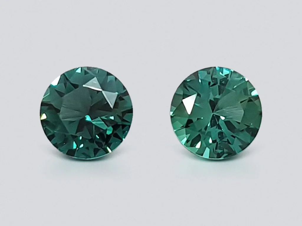 Pair of round cut indicolite tourmalines 3.12 ct Image №1