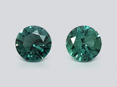 Pair of round cut indicolite tourmalines 3.12 ct photo