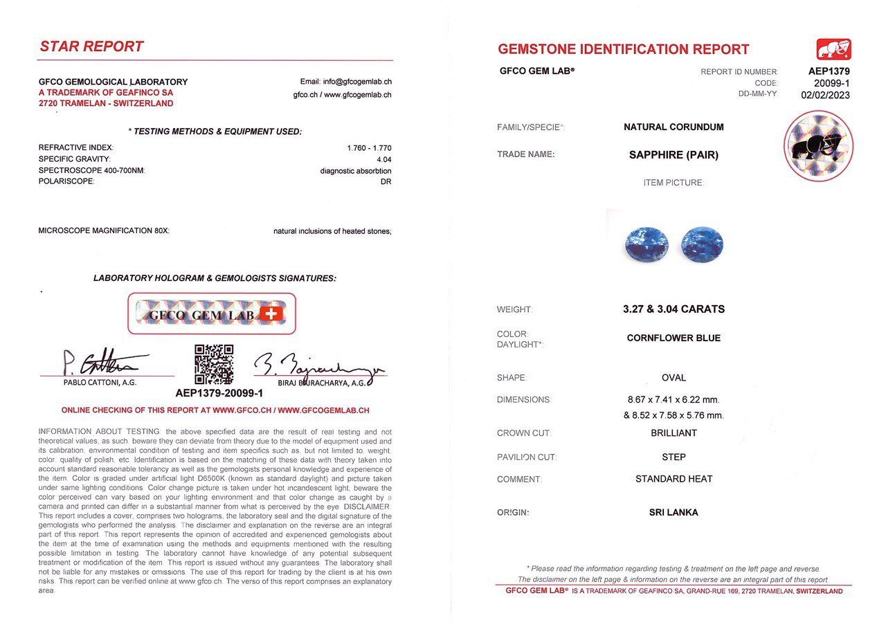 Pair of bright Cornflower sapphires 6.31 ct, Sri Lanka Image №2