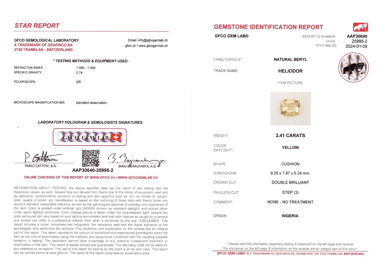 Nigerian yellow beryl in cushion cut 2.41 ct Image №6