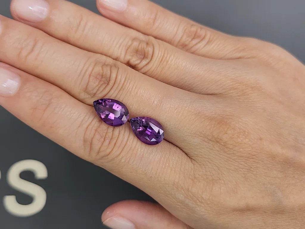 Pair of pear-cut amethysts 5.64 carats, Brazil  Image №2