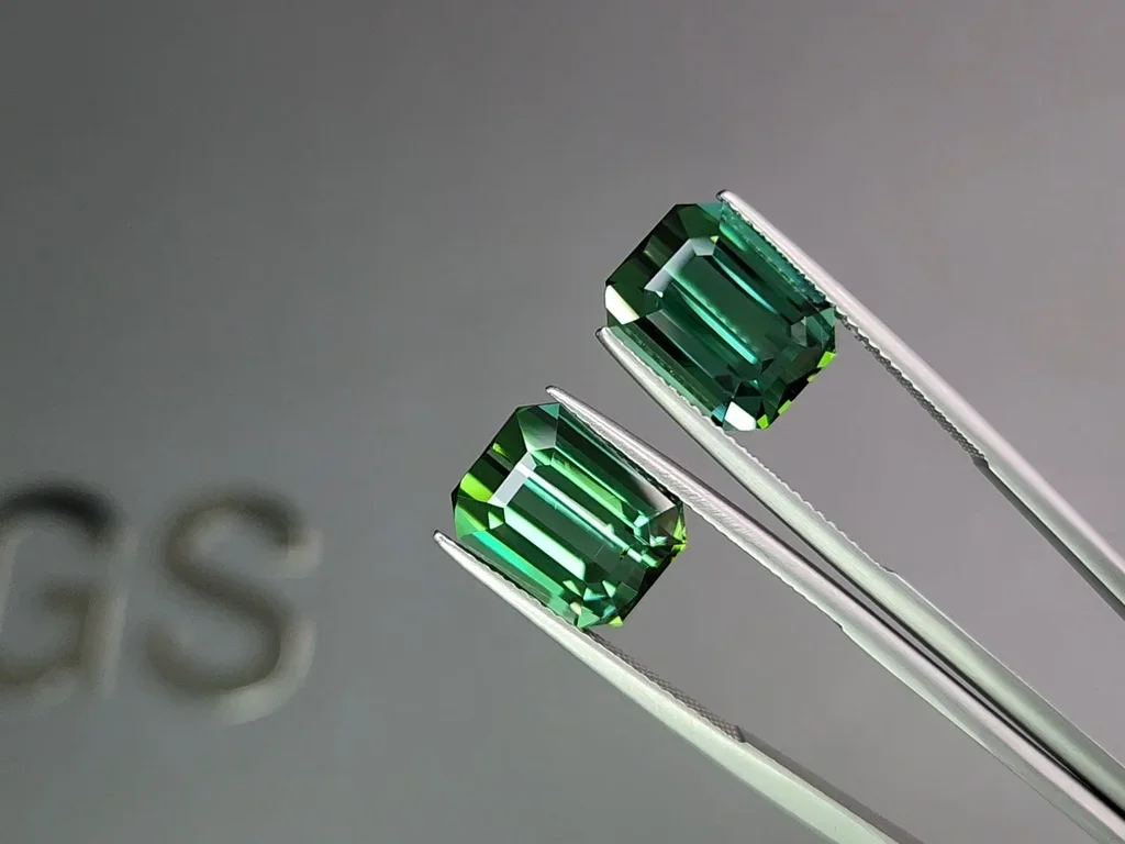 Set of vivid green octagon cut tourmalines 28.56 carats, Afghanistan  Image №4