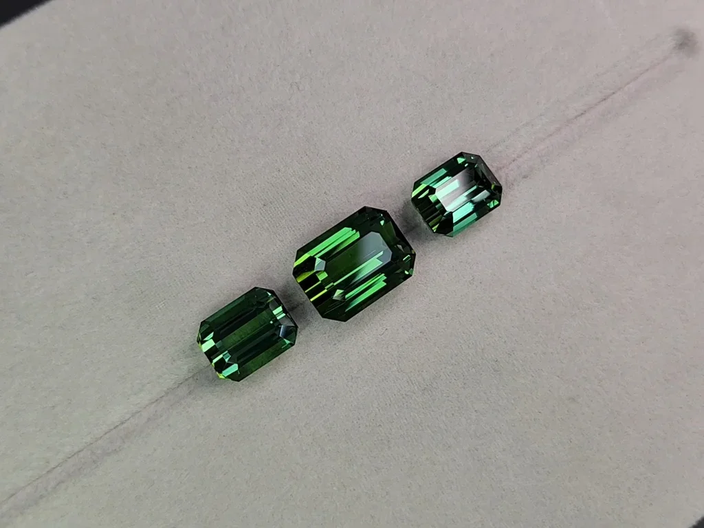 Set of vivid green octagon cut tourmalines 28.56 carats, Afghanistan  Image №5