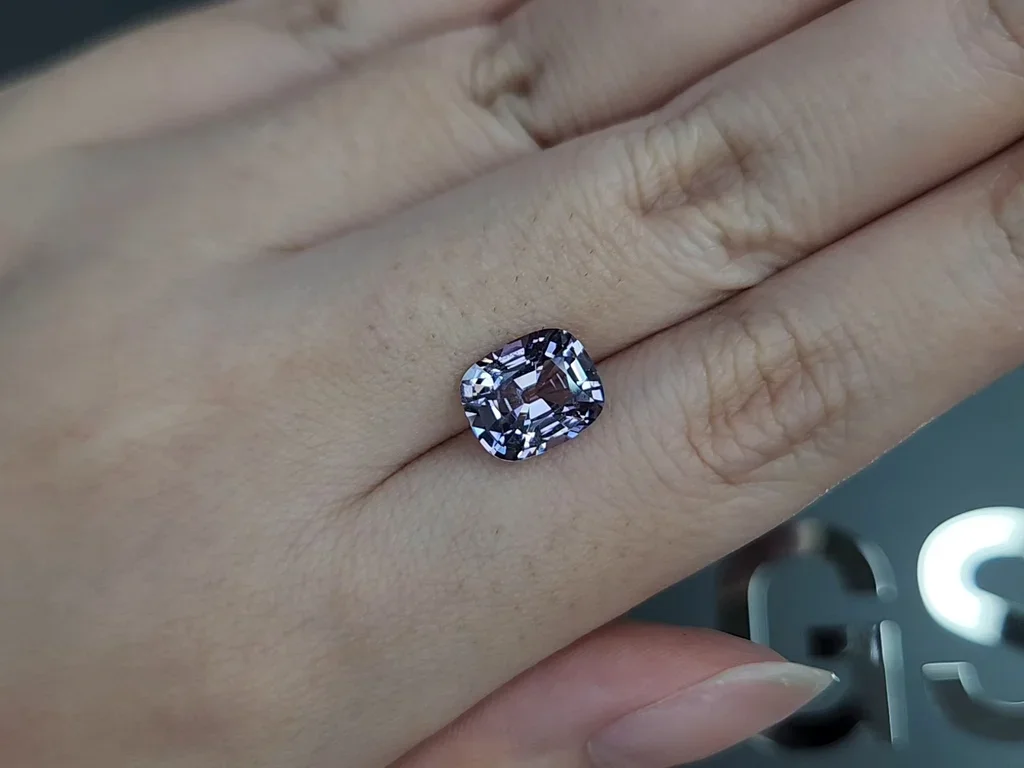 Violet grey spinel 3.20 carats, cushion shape , Burma Image №2