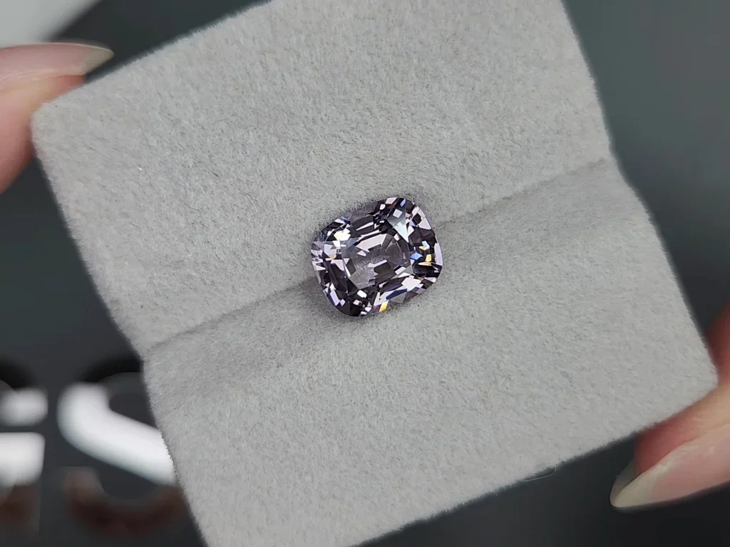 Violet grey spinel 3.20 carats, cushion shape , Burma Image №4