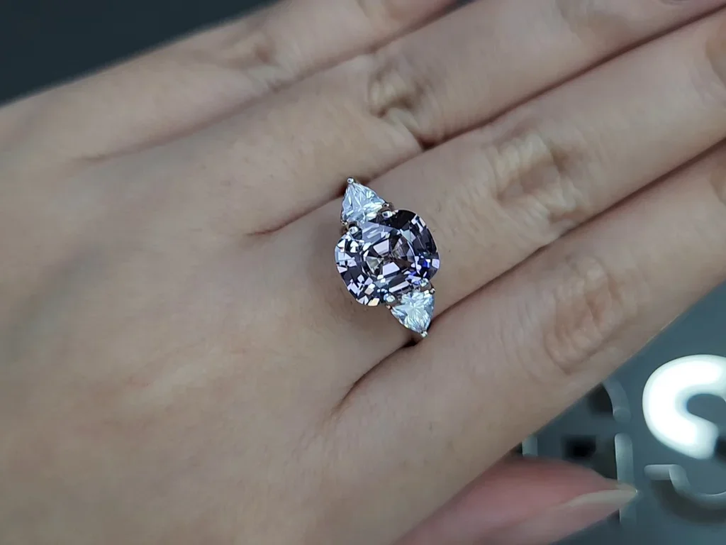 Violet grey spinel 3.20 carats, cushion shape , Burma Image №5