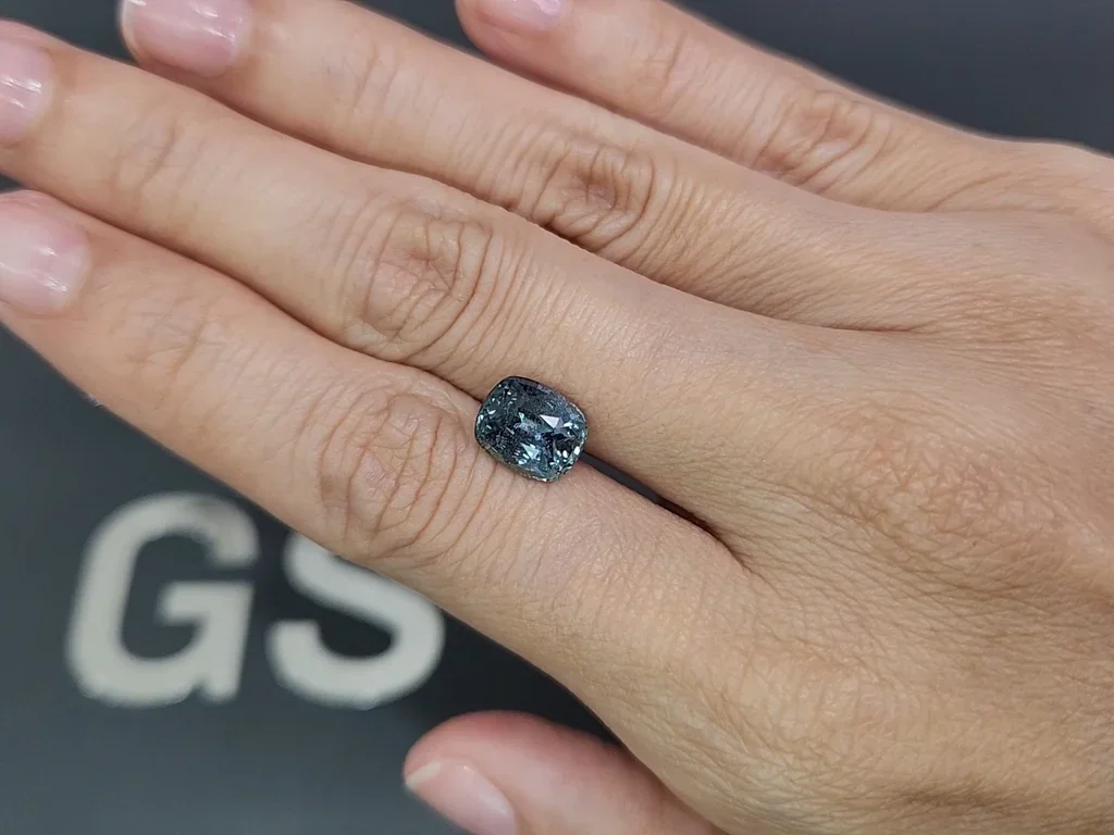 Unheated Teal sapphire cushion cut 3.66 carats, Sri Lanka Image №2