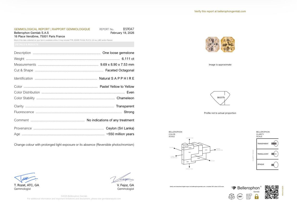 Unheated Pastel Yellow sapphire in radiant cut 6.11 carats, Sri Lanka Image №6