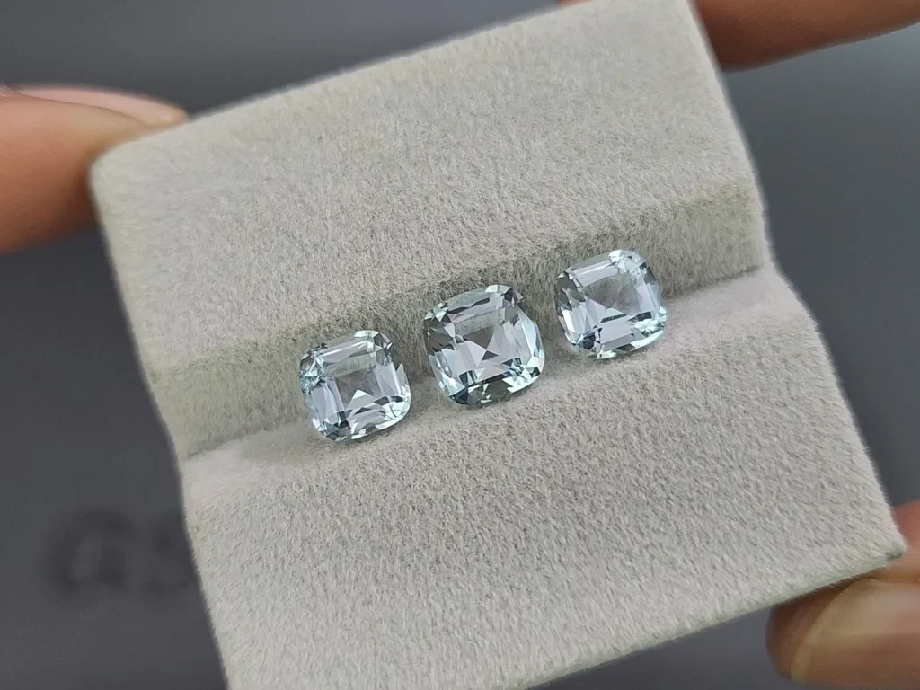 Set of aquamarines cushion cut 3.70 carats, Madagascar Image №4