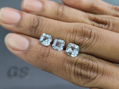 Set of aquamarines cushion cut 3.70 carats, Madagascar photo