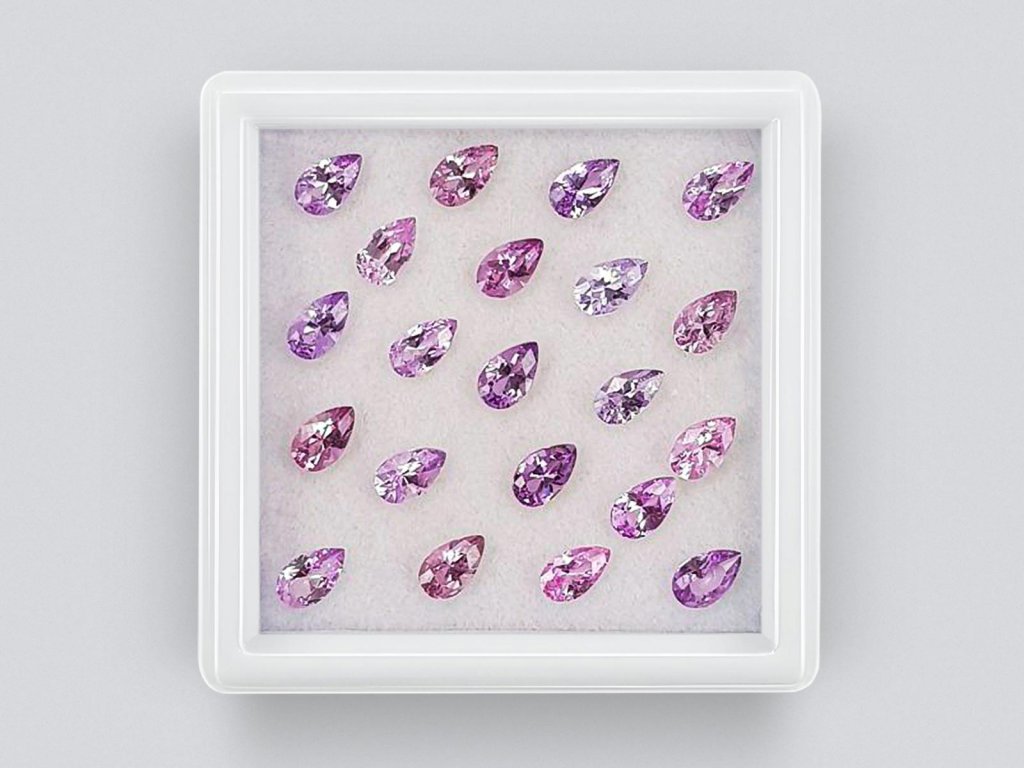 Set of calibrated sapphires 5x3 mm in pear cut 4.94 carats/21 pcs. Image №1