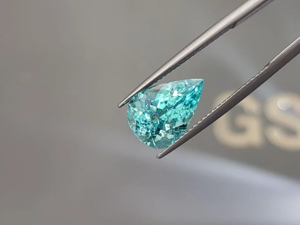 Neon blue Paraiba tourmaline in pear cut 3.89 ct from Mozambique Image №3