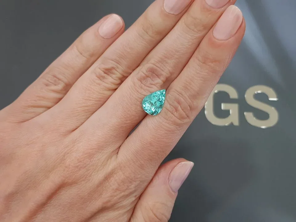 Neon blue Paraiba tourmaline in pear cut 3.89 ct from Mozambique Image №2