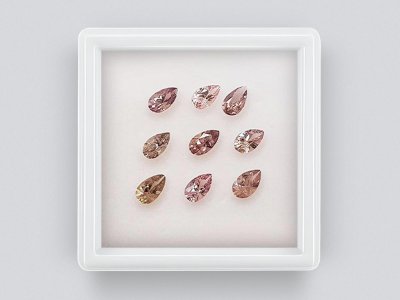 Set of calibrated sapphires 5x3 mm pear cut 2.07 carats/9 pcs photo
