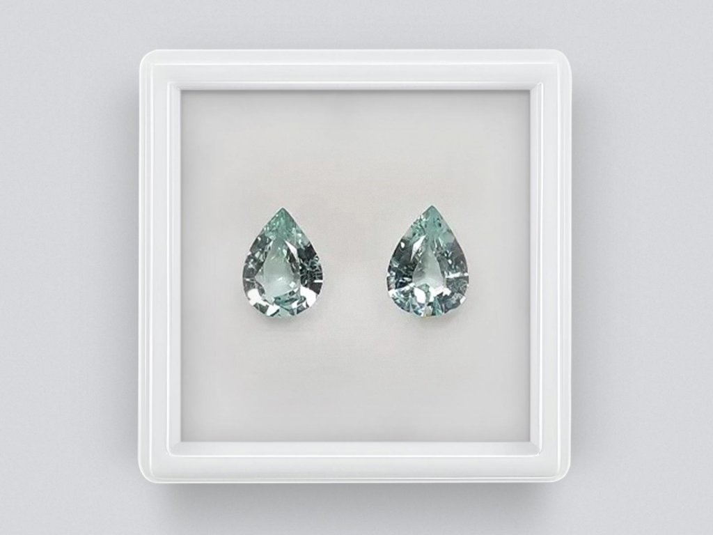 Pair of pear cut aquamarines 1.73 carats Image №1