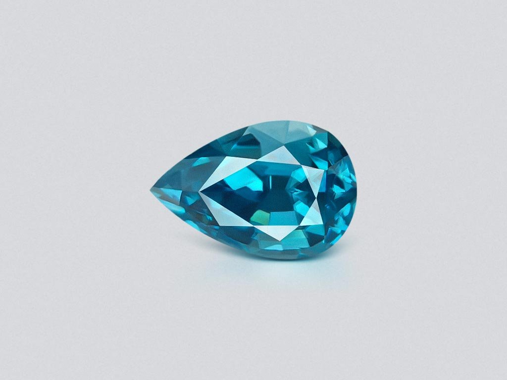 Pear Cut Blue Zircon 6.47ct Cambodia Image №1