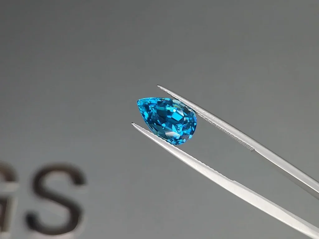 Pear Cut Blue Zircon 6.47ct Cambodia Image №3