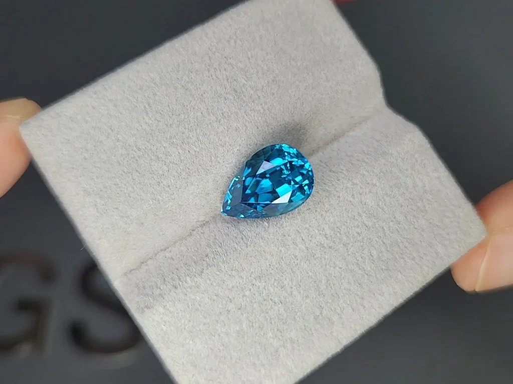 Pear Cut Blue Zircon 6.47ct Cambodia Image №4