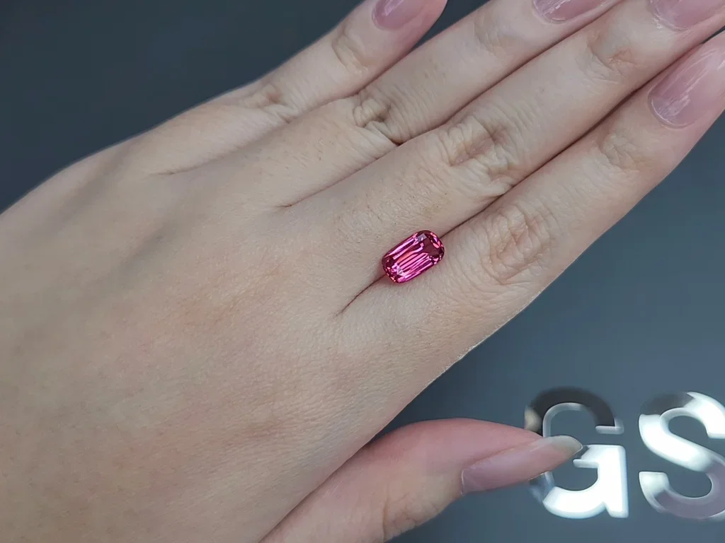 Vivid pink Mahenge spinel in cushion cut 2.43 carats, Tanzania Image №2